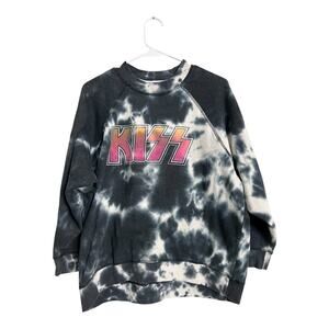 Kiss Tie-Dye Crewneck Sweatshirt with Pink and Orange Logo